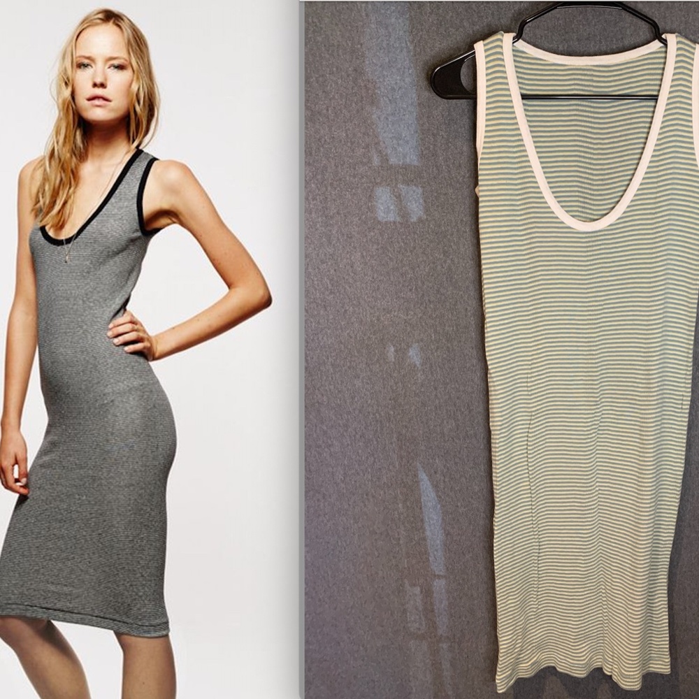 TOGGERY Midi Tank Dress (Blue/Yellow Stripes)